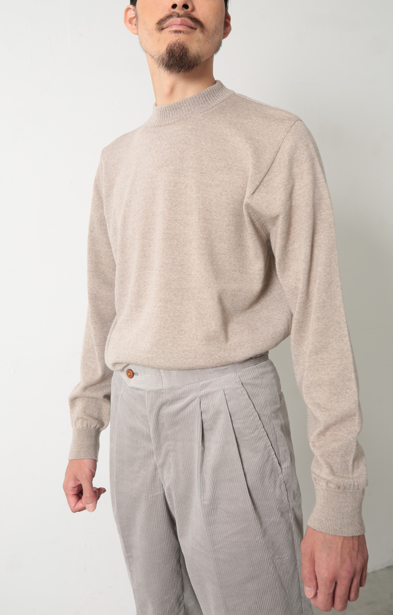 【ｾｰﾀｰ】ﾓｯｸﾈｯｸｳｰﾙ(ﾍﾞｰｼﾞｭ)/ZEGNA BARUFFA