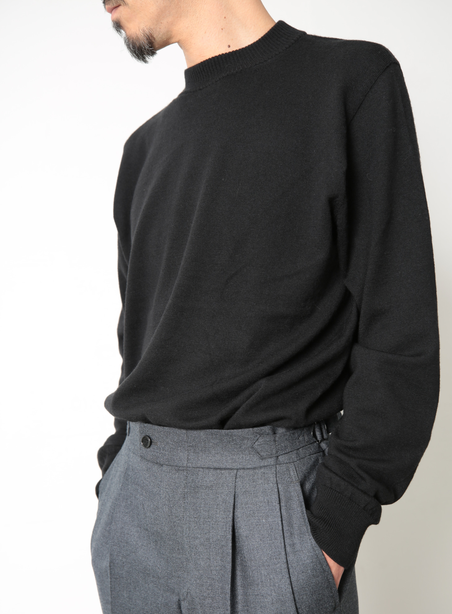 【ｾｰﾀｰ】ﾓｯｸﾈｯｸｳｰﾙ(ﾌﾞﾗｯｸ)/ZEGNA BARUFFA
