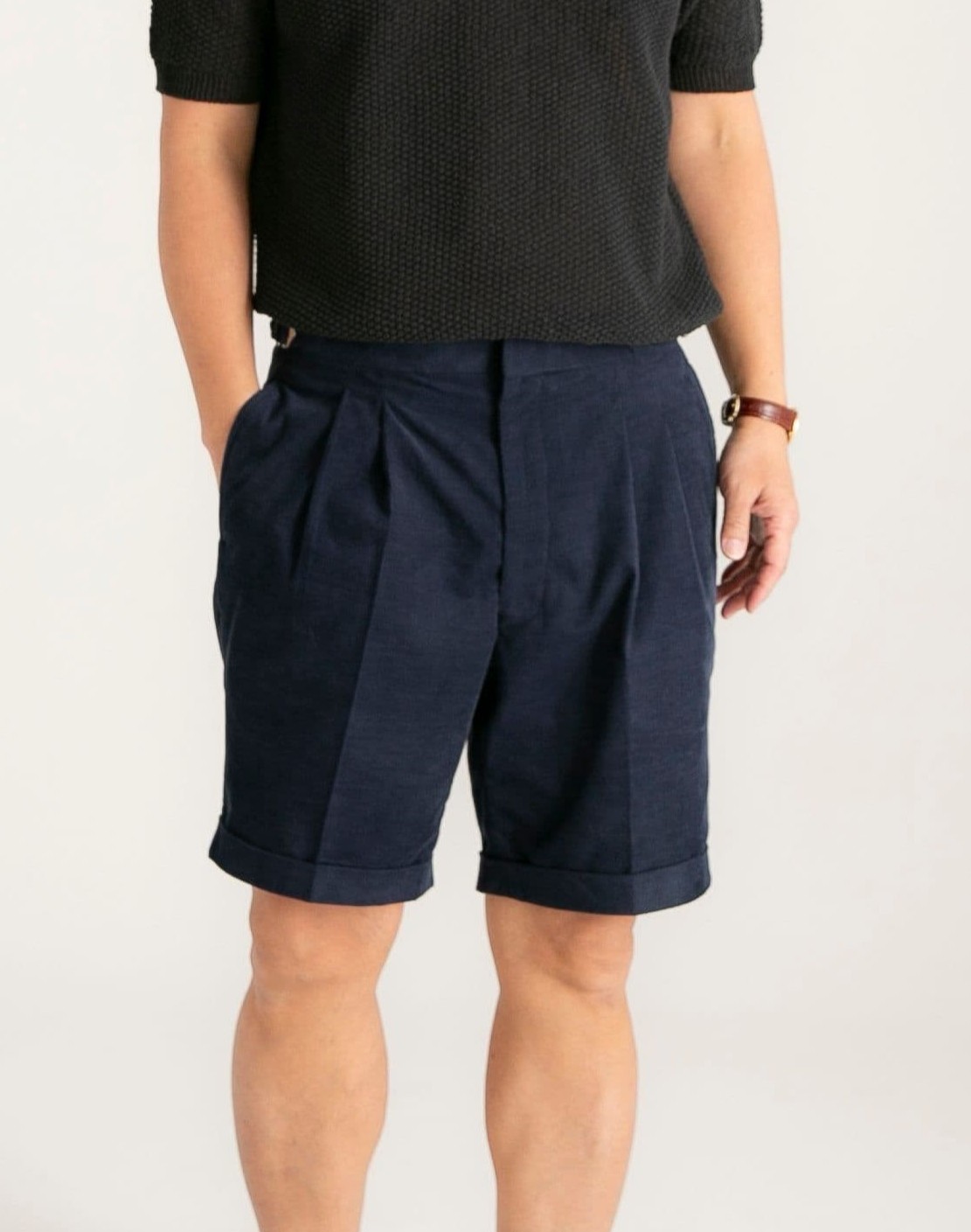 サマーコーディロイ・ショートパンツ｜ネイビー