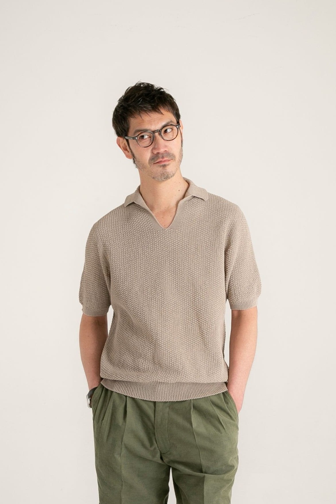 スキッパーシャツ｜ベージュ