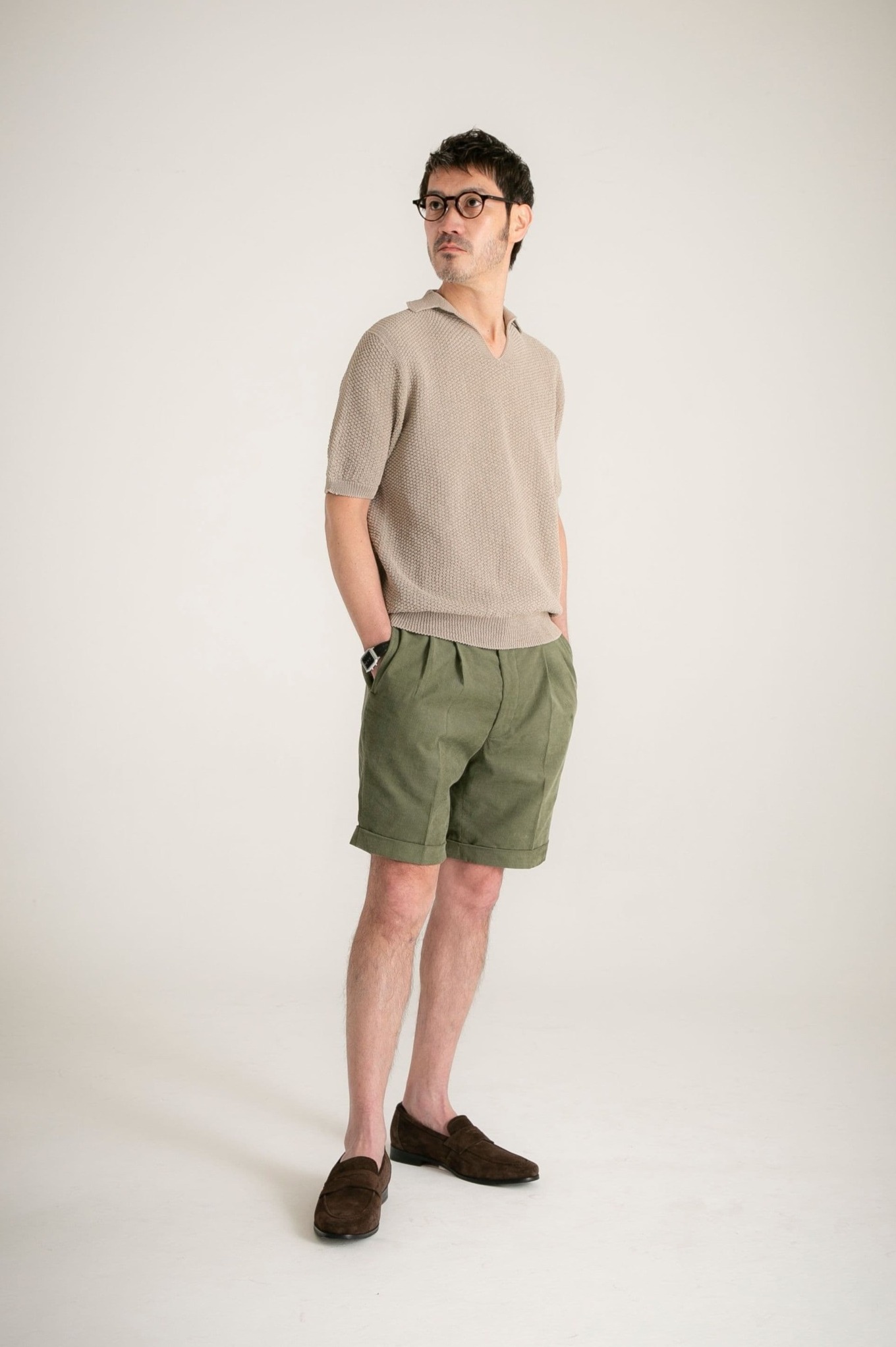 サマーコーディロイ・ショートパンツ｜カーキ