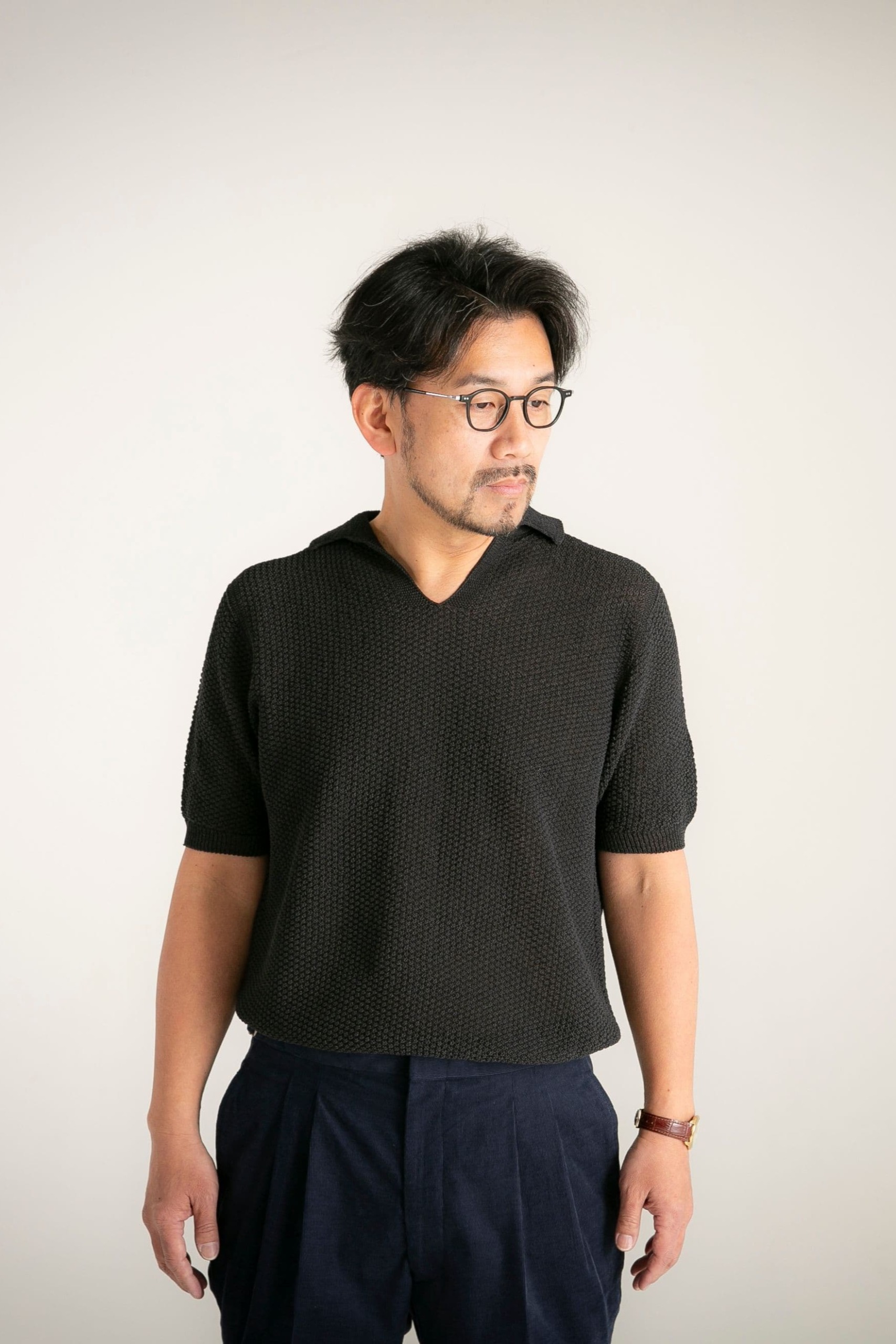 スキッパーシャツ｜ブラック