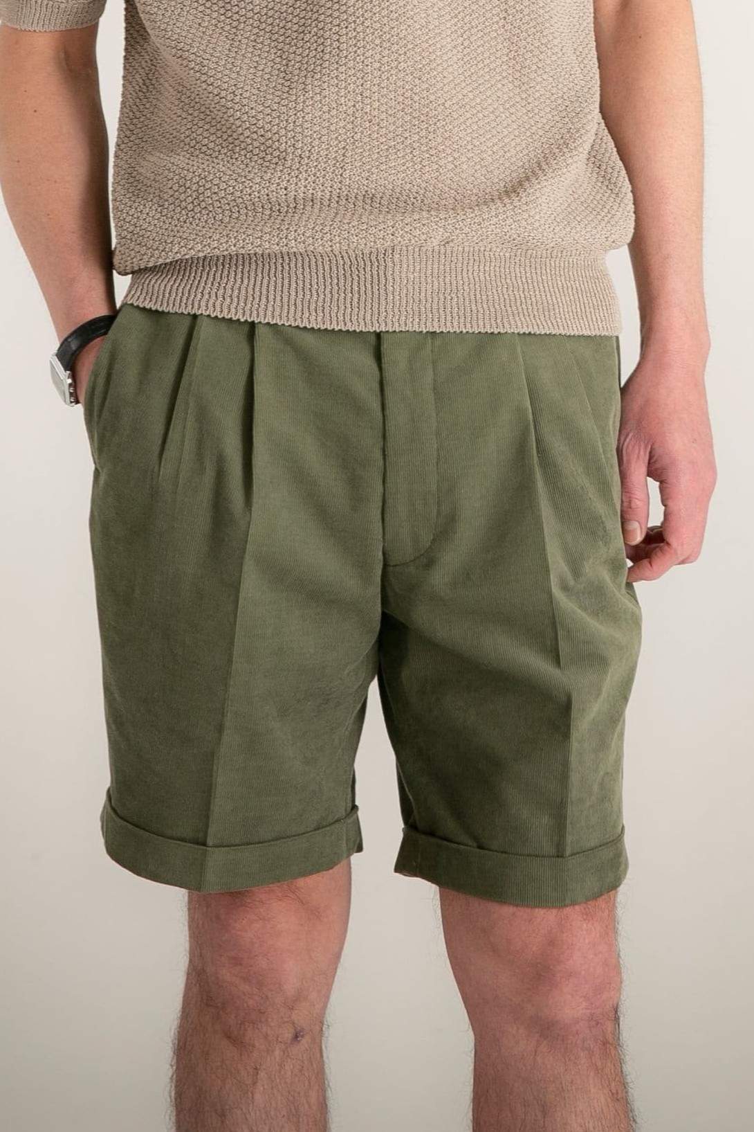 サマーコーディロイ・ショートパンツ｜カーキ