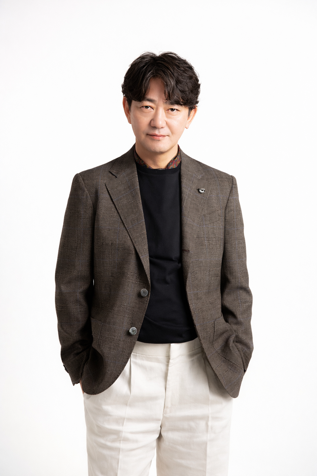 グレンチェックジャケット｜ロイヤルブルー・ペン